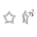 18K PENDIENTES ORO BLANCO ESTRELLA 12X12 MM CIERRE PRESION