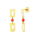 18K PENDIENTES ORO AMARILLO LARGOS CORAL 3 MM RECTANGULOS PRESION 18K PENDIENTES ORO AMARILLO LARGOS CORAL 3 MM RECTANGULOS PRESION