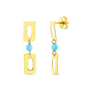 18K PENDIENTES ORO AMARILLO LARGOS TURQUESA 3MM RECTANGULOS PRESION 18K PENDIENTES ORO AMARILLO LARGOS TURQUESA 3MM RECTANGULOS PRESION
