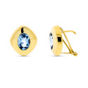 18K PENDIENTES ORO AMARILLO PIEDRA OVAL A MARINA 8X6 MM CIERRE OMEGA 18K PENDIENTES ORO AMARILLO PIEDRA OVAL A MARINA 8X6 MM CIERRE OMEGA