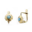 18K PENDIENTES ORO AMARILLO CUBANAS TURQUESA 6X6 MM CIERRE CATALAN 18K PENDIENTES ORO AMARILLO CUBANAS TURQUESA 6X6 MM CIERRE CATALAN