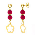 18K PENDIENTES ORO AMARILLO 2 BOLAS CORALINA 6 MM FLOR CIERRE PRESIÓN 18K PENDIENTES ORO AMARILLO 2 BOLAS CORALINA 6 MM FLOR CIERRE PRESIÓN
