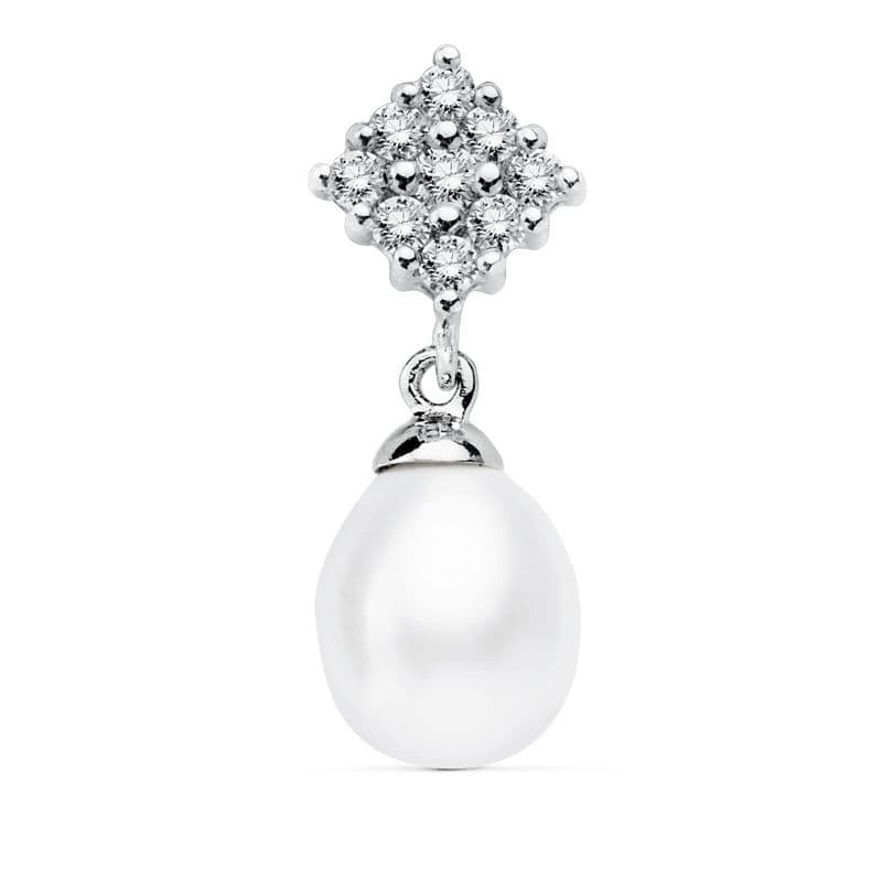 18K COLGANTE ORO BLANCO CUAJO Y PERLA 22X8 MM