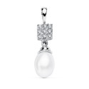 18K COLGANTE ORO BLANCO CUAJO Y PERLA 22X8 MM 18K COLGANTE ORO BLANCO CUAJO Y PERLA 22X8 MM