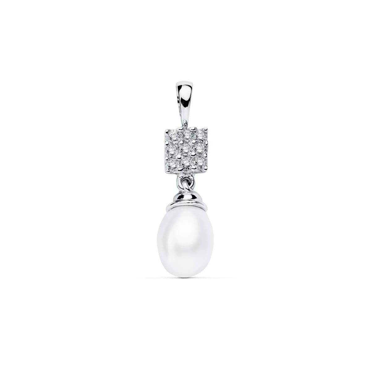 18K COLGANTE ORO BLANCO CUAJO Y PERLA 22X8 MM