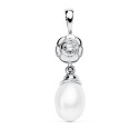 18K COLGANTE ORO BLANCO CHATON Y PERLA 22X8 MM 18K COLGANTE ORO BLANCO CHATON Y PERLA 22X8 MM