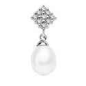 18K COLGANTE ORO BLANCO CUAJO Y PERLA 22X8 MM 18K COLGANTE ORO BLANCO CUAJO Y PERLA 22X8 MM