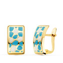 18K PENDIENTES ORO AMARILLO ESMALTE AZUL Y BLANCO. 14 X 9 MM. CIERRE CATALAN 18K PENDIENTES ORO AMARILLO ESMALTE AZUL Y BLANCO. 14 X 9 MM. CIERRE CATALAN
