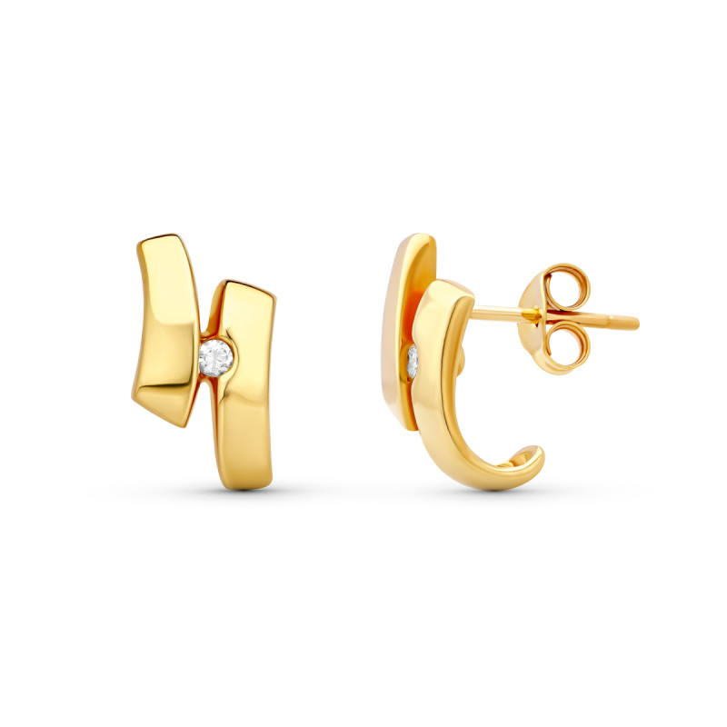 18K PENDIENTES ORO AMARILLO CIRCONITA 15X13 MM
