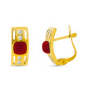 18K PENDIENTES ORO AMARILLO CORAL FINO 4 MM CIRCONITA CIERRE CATALÁN 18K PENDIENTES ORO AMARILLO CORAL FINO 4 MM CIRCONITA CIERRE CATALÁN