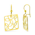 18K PENDIENTES CUADRADOS ORO AMARILLO CALADOS CIERRE GANCHO 18K PENDIENTES CUADRADOS ORO AMARILLO CALADOS CIERRE GANCHO