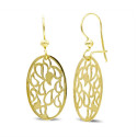 18K PENDIENTES ORO AMARILLO LARGOS OVAL CALADOS CIERRE GANCHO 18K PENDIENTES ORO AMARILLO LARGOS OVAL CALADOS CIERRE GANCHO