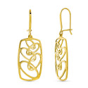 18K PENDIENTES ORO AMARILLO LARGOS RECTANGULARES CALADOS CIERRE GANCHO 18K PENDIENTES ORO AMARILLO LARGOS RECTANGULARES CALADOS CIERRE GANCHO
