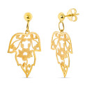 18K PENDIENTES ORO AMARILLO HOJA CALADA MATE Y BRILLO CIERRE PRESION 18K PENDIENTES ORO AMARILLO HOJA CALADA MATE Y BRILLO CIERRE PRESION