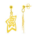 18K PENDIENTES ORO AMARILLO LARGOS ESTRELLA CALADOS MATE Y BRILLO CIERRE PRESION 18K PENDIENTES ORO AMARILLO LARGOS ESTRELLA CALADOS MATE Y BRILLO CIERRE PRESION