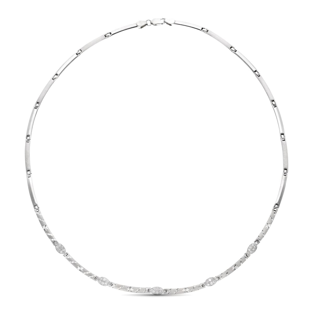 18K GARGANTILLA ORO BLANCO MATE Y BRILLO TALLADA CON CIRCONITAS