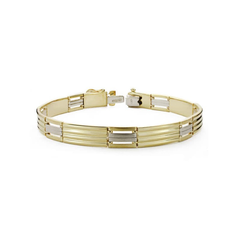 18K PULSERA CABALLERO BICOLOR 21.5 CM