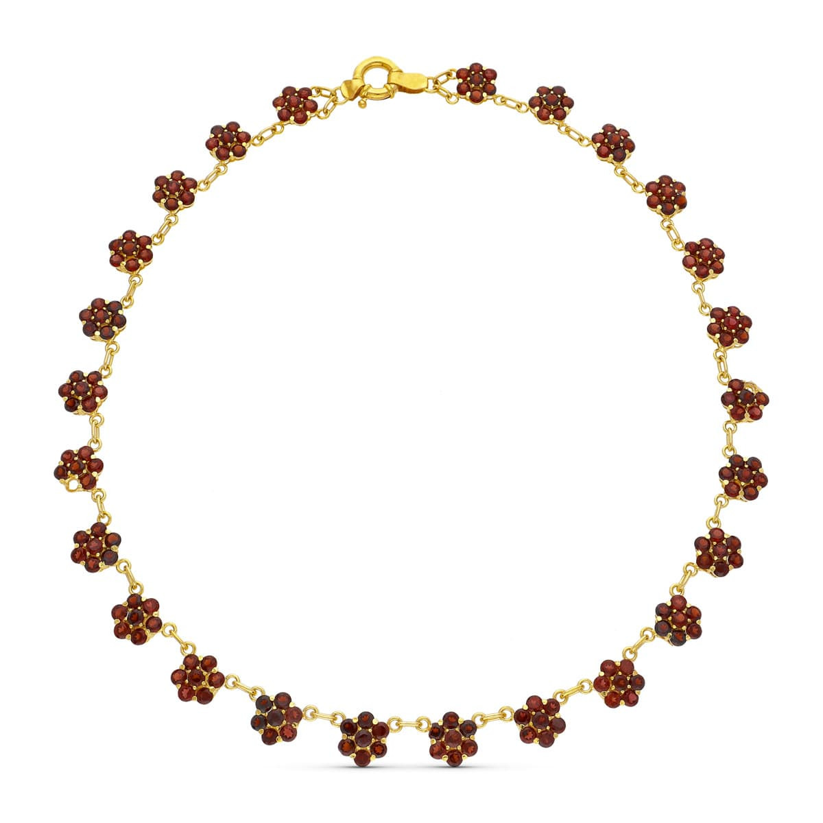 18K GARGANTILLA ORO AMARILLO CUAJOS DE GRANATES 42CM