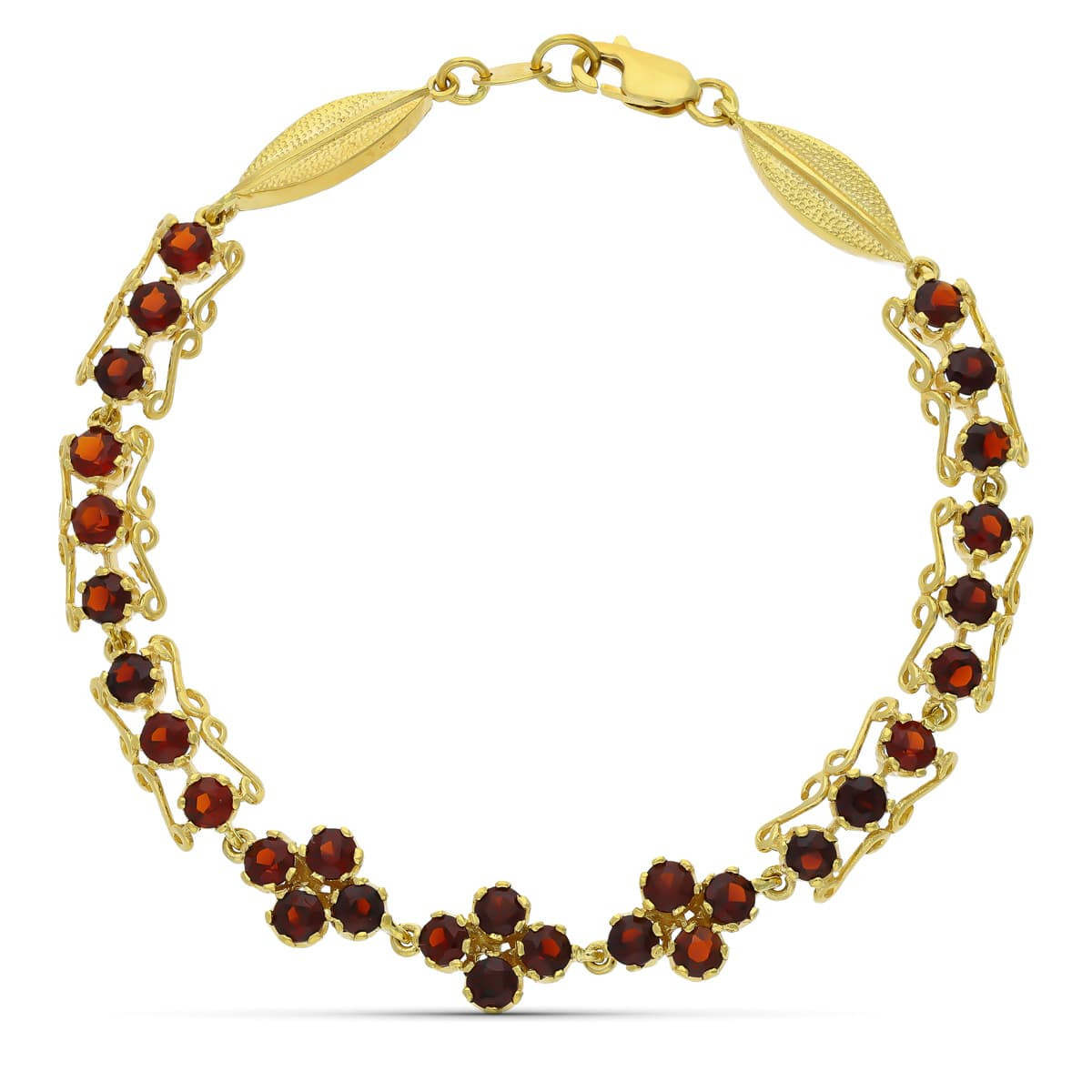 18K PULSERA ORO AMARILLO Y GRANATES 19CM