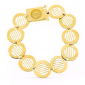 18K PULSERA ORO AMARILLO ESLABONES CALADOS HILOS. ANCHO 16 MM LARGO 18.5 CM