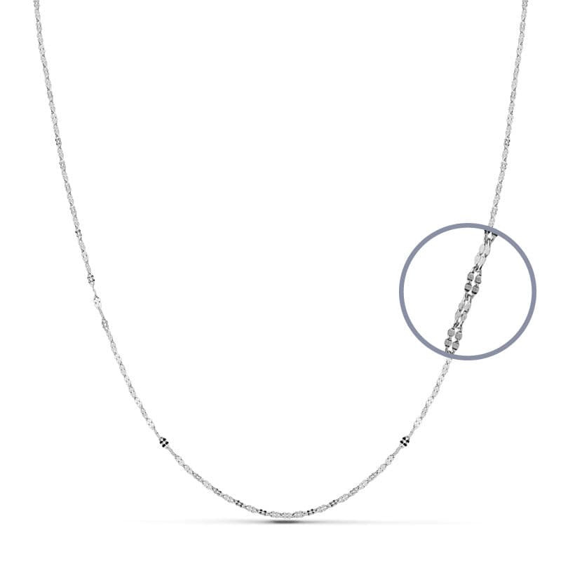 18K CADENA MACIZA ORO BLANCO 40CM 1.1 MM