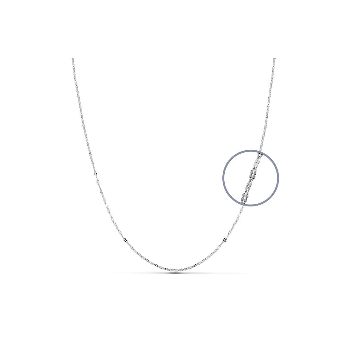 18K CADENA MACIZA ORO BLANCO 40CM 1.1 MM