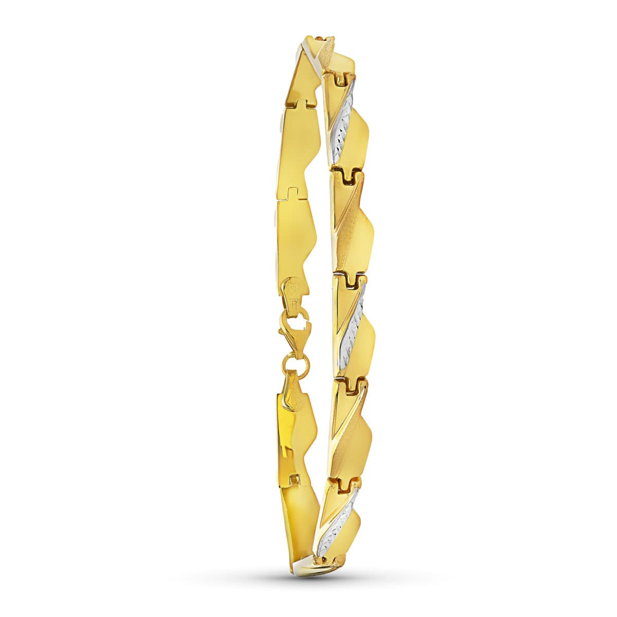 18K PULSERA ORO BICOLOR ESTAMPACION