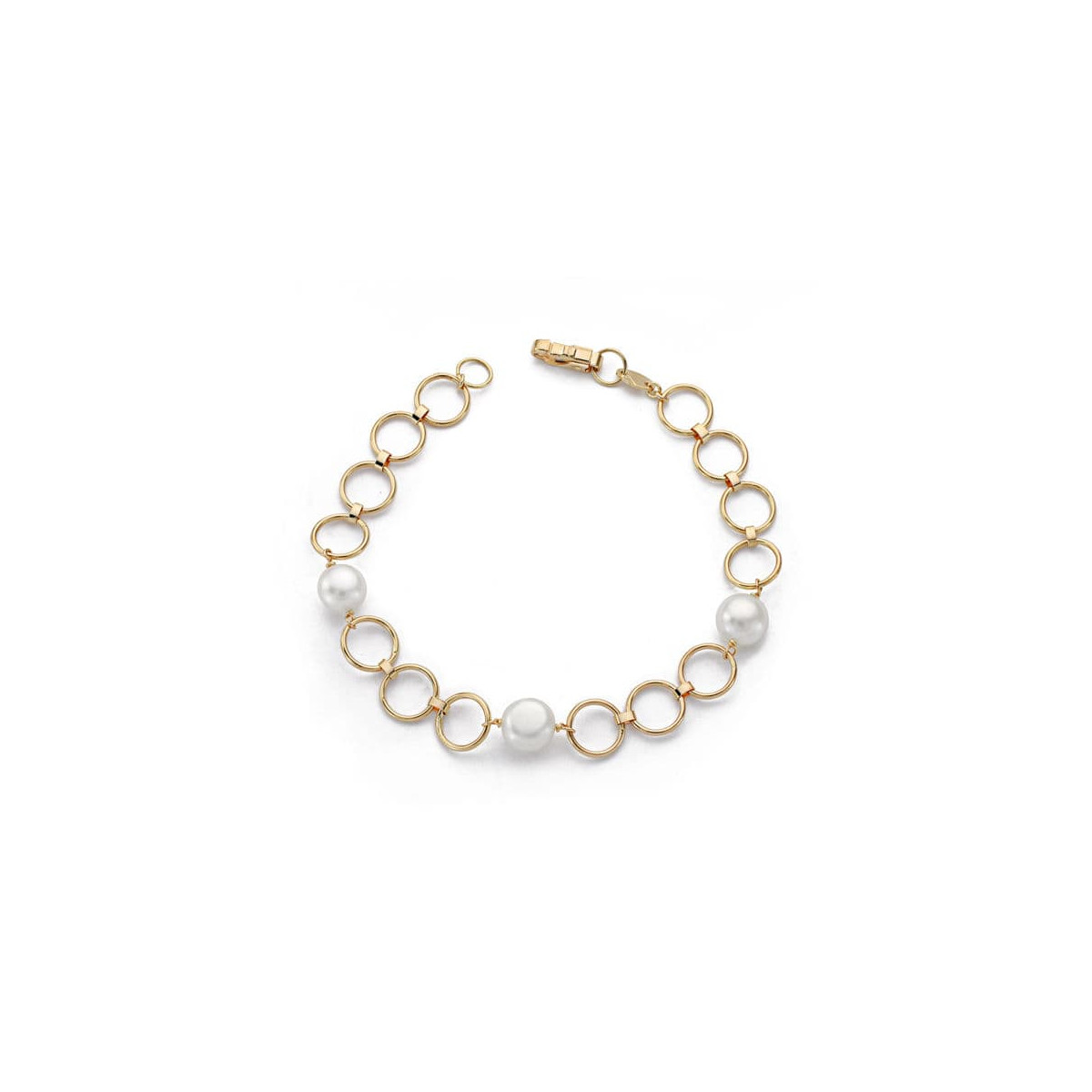 18K PULSERA ORO AMARILLO COMUNION PERLA CULTIVADA REDONDA 18CM