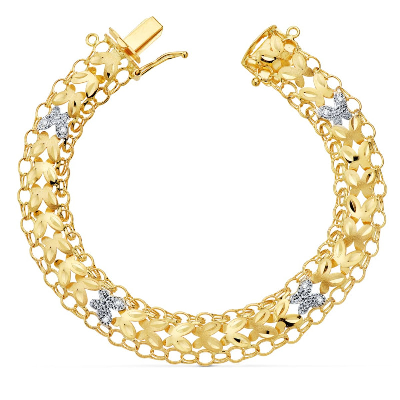 18K PULSERA PRINCESA BICOLOR 20CM ANCHO 10 MM
