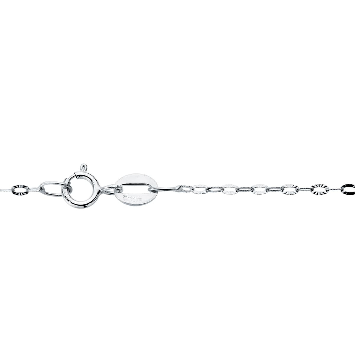 18K CADENA MACIZA ORO BLANCO ESLABONES TALLADOS 1 MM 45CM