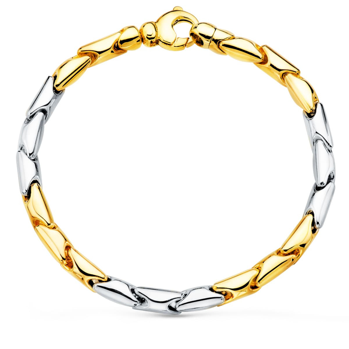 18K PULSERA ORO BICOLOR ESLABONES ARTICULADOS. ANCHO 5 MM 20.5 CM