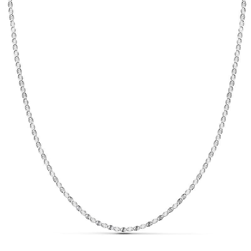 18K CADENA ORO BLANCO MACIZA DIAMANTADA 45CM 1.5 MM