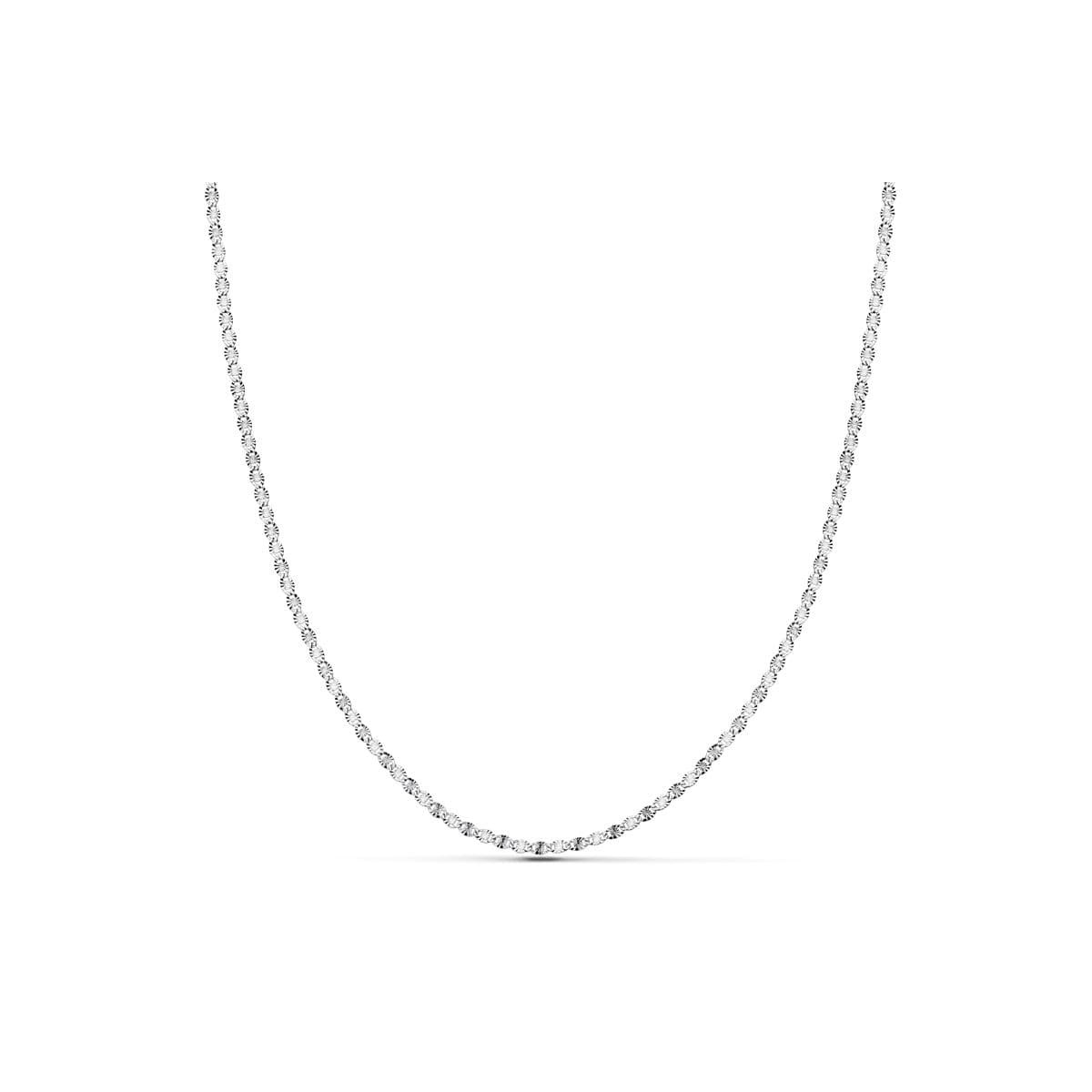 18K CADENA ORO BLANCO MACIZA DIAMANTADA 50CM 1.5 MM