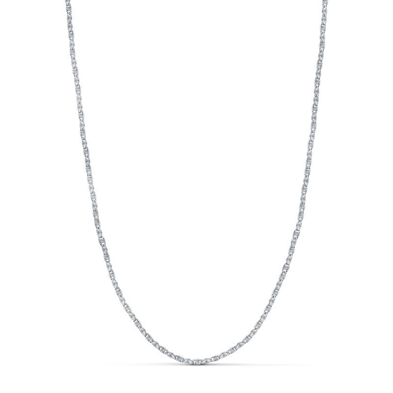 18K CADENA ORO BLANCO FORZADA MACIZA TALLADA. ANCHO: 1,8 MM. LARGO: 45 CM