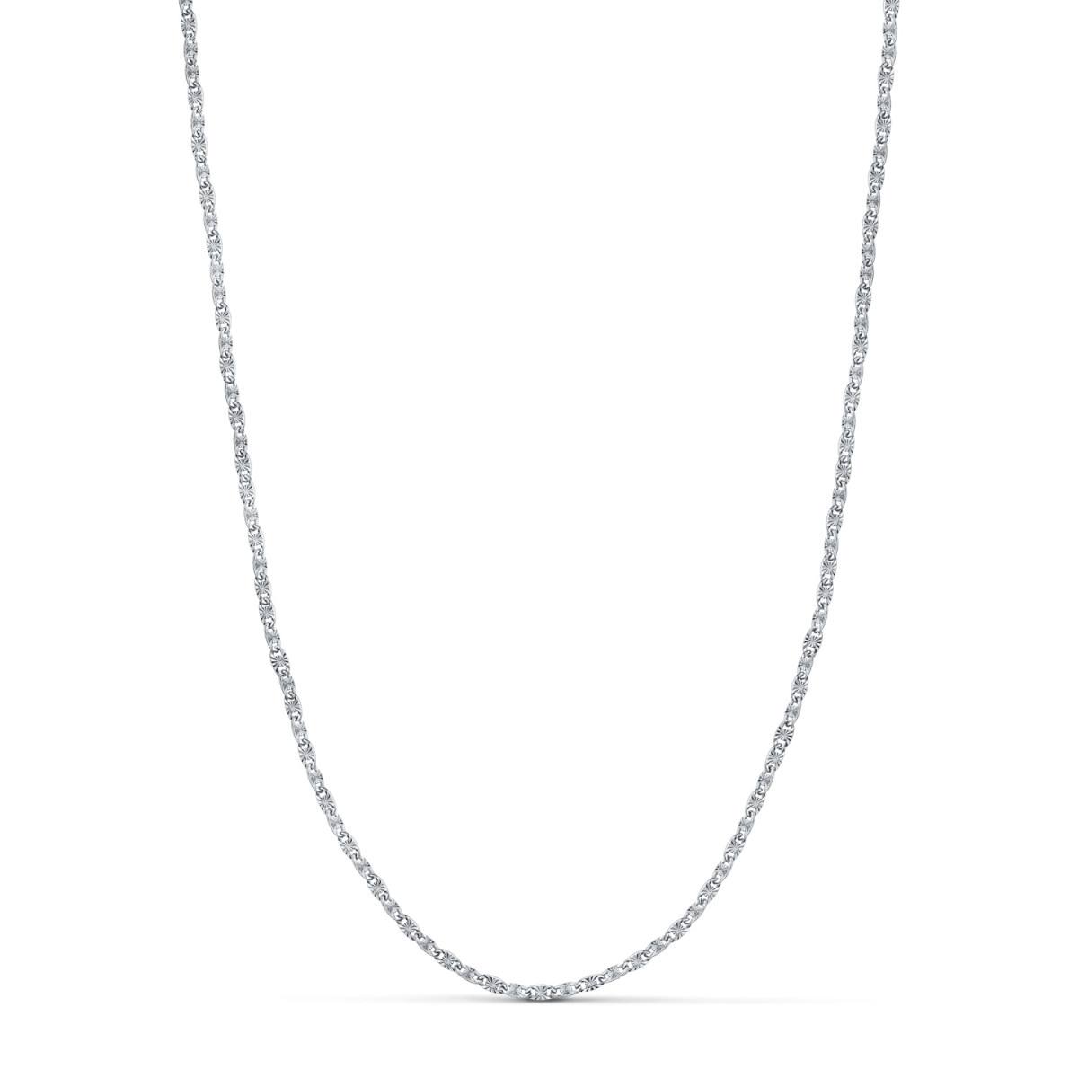 18K CADENA ORO BLANCO FORZADA MACIZA TALLADA. ANCHO: 1,8 MM. LARGO: 45 CM