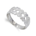 18K SORTIJA ORO BLANCO CORAZONES LISOS Y CIRCONITAS. ANCHO: 8,5 MM 18K SORTIJA ORO BLANCO CORAZONES LISOS Y CIRCONITAS. ANCHO: 8,5 MM