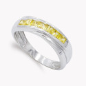 18K SORTIJA ORO BLANCO Y CIRCONITA COLOR AMARILLO. ANCHO: 5,5 MM 18K SORTIJA ORO BLANCO Y CIRCONITA COLOR AMARILLO. ANCHO: 5,5 MM