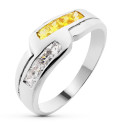 18K SORTIJA ORO BLANCO CON CIRCONITA COLOR AMARILLO. ANCHO: 7,5 MM 18K SORTIJA ORO BLANCO CON CIRCONITA COLOR AMARILLO. ANCHO: 7,5 MM