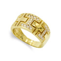 18K SORTIJA ORO AMARILLO MACIZA CON CIRCONITAS. ANCHO: 10 MM 18K SORTIJA ORO AMARILLO MACIZA CON CIRCONITAS. ANCHO: 10 MM