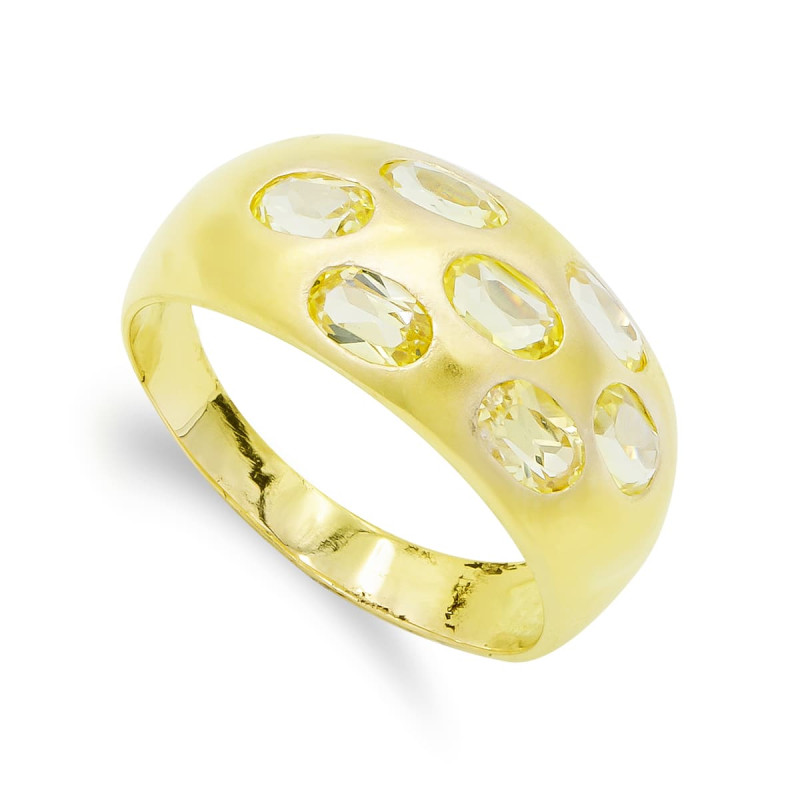 18K SORTIJA ORO AMARILLO MACIZA CON CIRCONITAS. ANCHO: 9,5 MM
