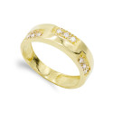 18K SORTIJA ORO AMARILLO MACIZA CON CIRCONITAS. ANCHO: 6 MM 18K SORTIJA ORO AMARILLO MACIZA CON CIRCONITAS. ANCHO: 6 MM