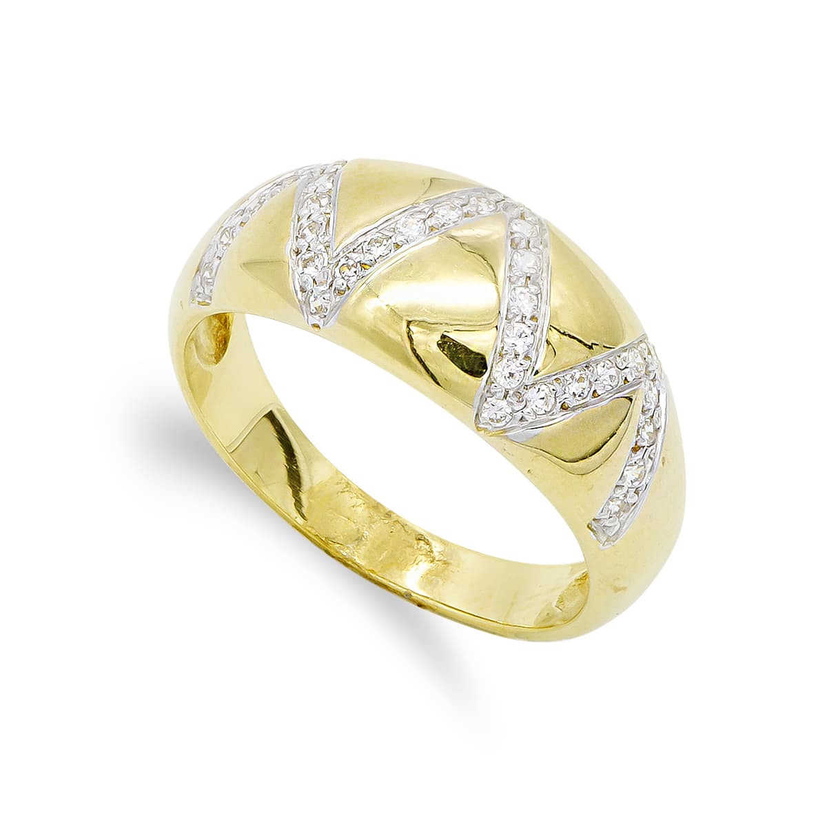 18K SORTIJA ORO AMARILLO MACIZA CON CIRCONITAS. ANCHO: 9 MM