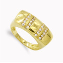18K SORTIJA ORO AMARILLO MACIZA CON CIRCONITAS. ANCHO: 9 MM 18K SORTIJA ORO AMARILLO MACIZA CON CIRCONITAS. ANCHO: 9 MM