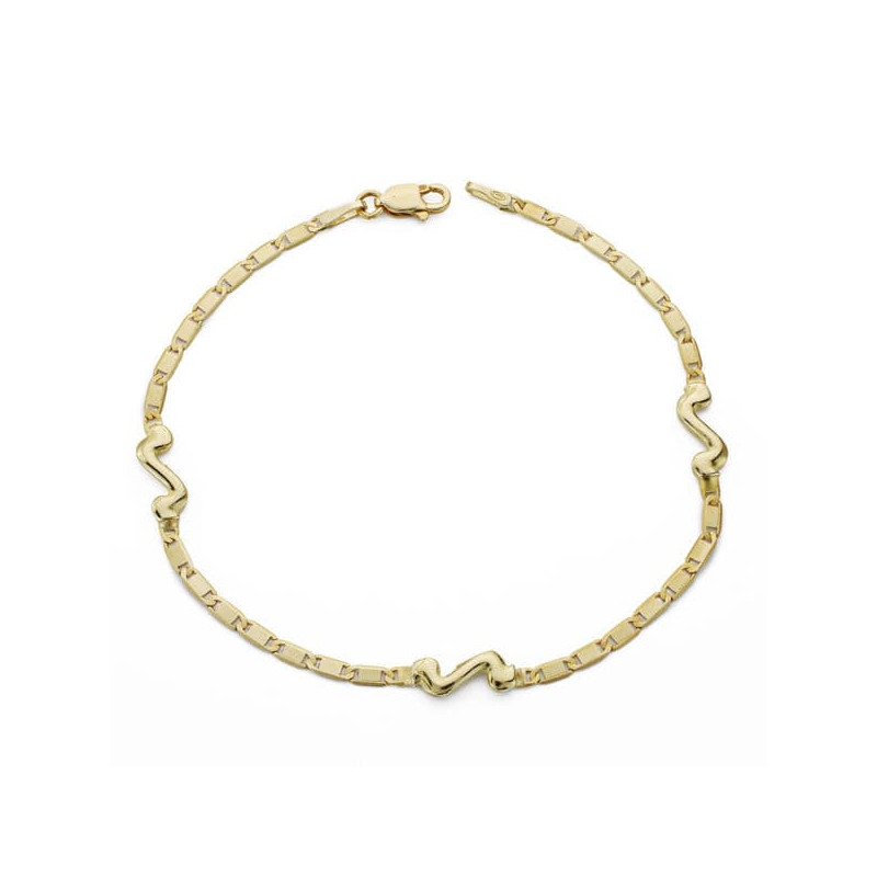 18K PULSERA ORO AMARILLO FINA MOTIVO. 18CM