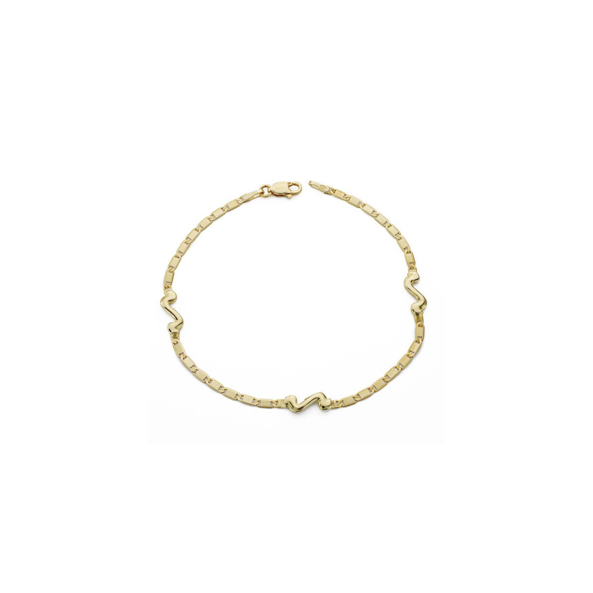 18K PULSERA ORO AMARILLO FINA MOTIVO. 18CM