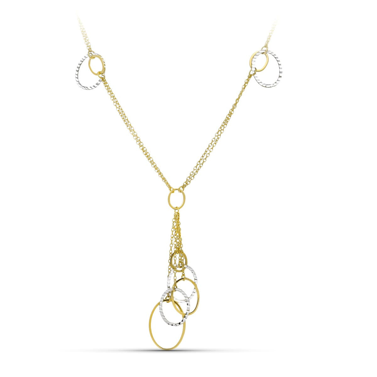 18K GARGANTILLA ORO BICOLOR DOBLE CADENA Y MOTIVOS