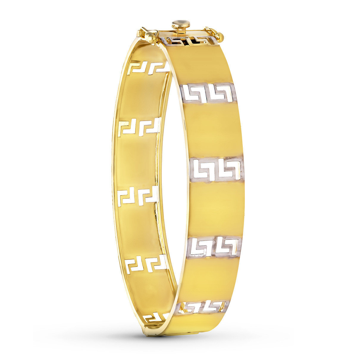 18K PULSERA RIGIDA ORO BICOLOR GRECA 12 MM