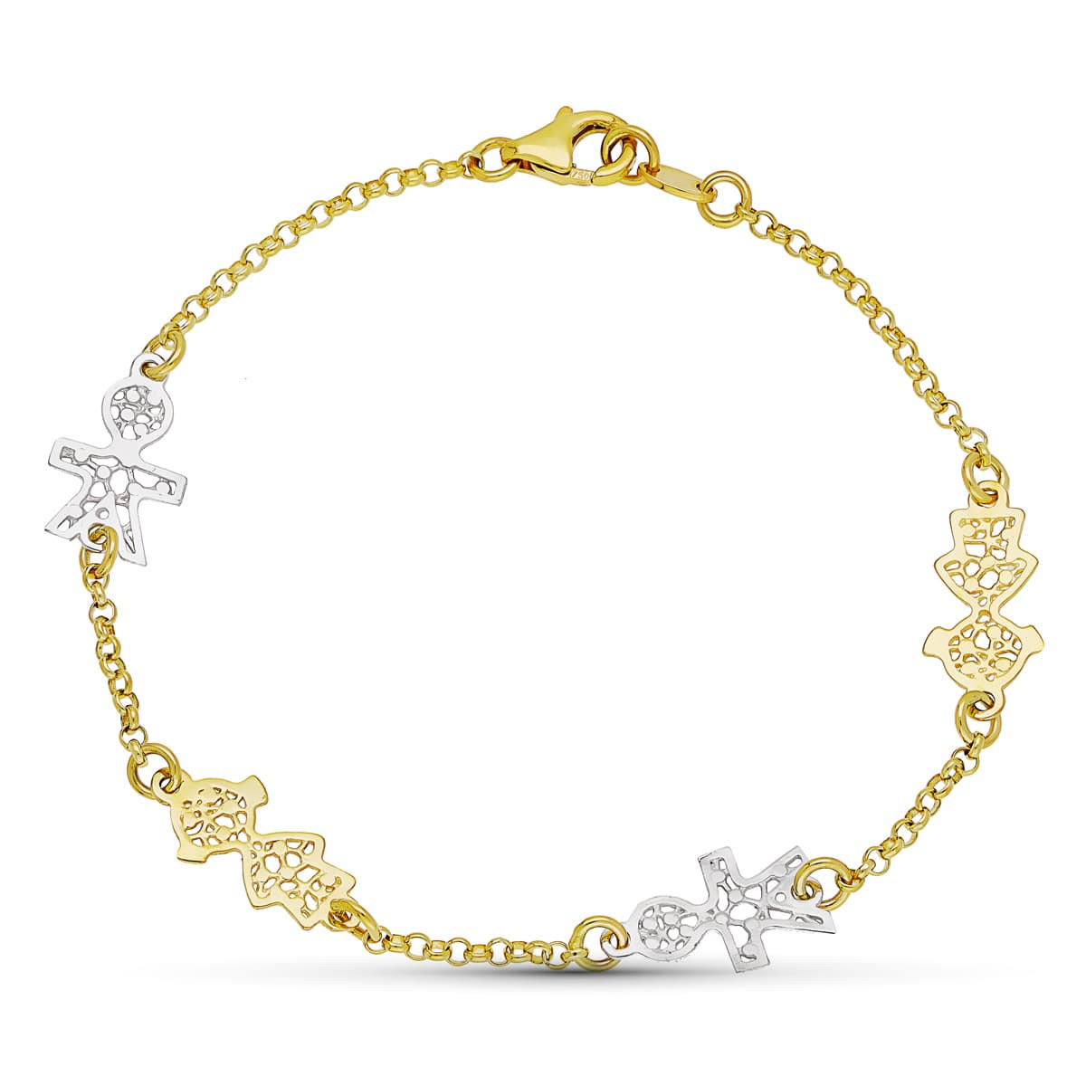 18K PULSERA ORO BICOLOR 18CM