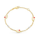 18K PULSERA ORO AMARILLO PERLA Y ESMALTE GATO 18CM 18K PULSERA ORO AMARILLO PERLA Y ESMALTE GATO 18CM