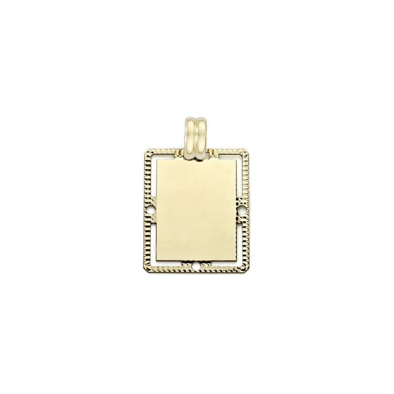 18K PLACA CHAPA ORO AMARILLO FILO TALLADO 26X20 MM